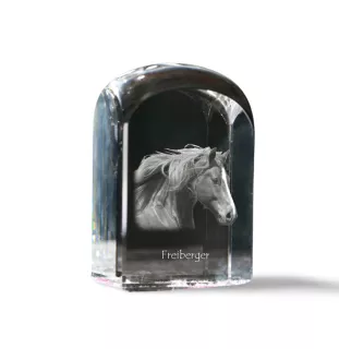 Freiberger - un cube de cristal avec une photo, une photo de cheval dans le cristal, un presse-papiers cubique de la marque Art-Dog