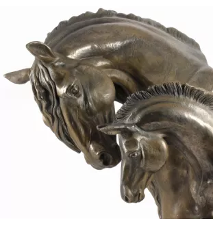 Mother and colt horses are frolicking. - exclusive horse figurine, luxury interior decoration, unique edition of Art-Dog brand figurines
