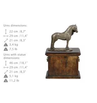 Friesenpferd Stute - Eine Urne für die Asche eines Pferdes, eine Urne mit einer Statue, eine elegante Urne mit einem Pferd von der Marke Art-Dog.