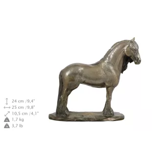 Klacz rasy fryzyjskiej urna na drewnie z statuetką konia Art-Dog