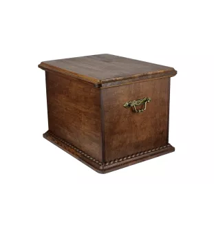 Friesian Horse Mare - urn for horse ashes with a statuette, personalized urn with engraving, large box for horse ashes from the Art-Dog brand