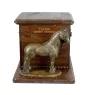 Friesian Horse Mare - urn for horse ashes with a statuette, personalized urn with engraving, large box for horse ashes from the Art-Dog brand