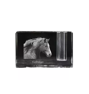 Freiberger - Pen stand, crystal organiser with picture of a horse, unique desk decoration by Art-Dog brand