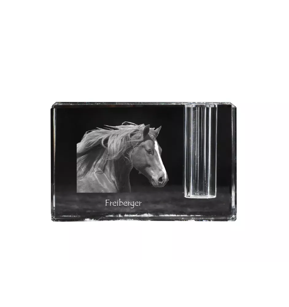 Freiberger - Stifthalter, Kristallorganisator mit Bild eines Pferdes, einzigartige Schreibtischdekoration der Marke Art-Dog