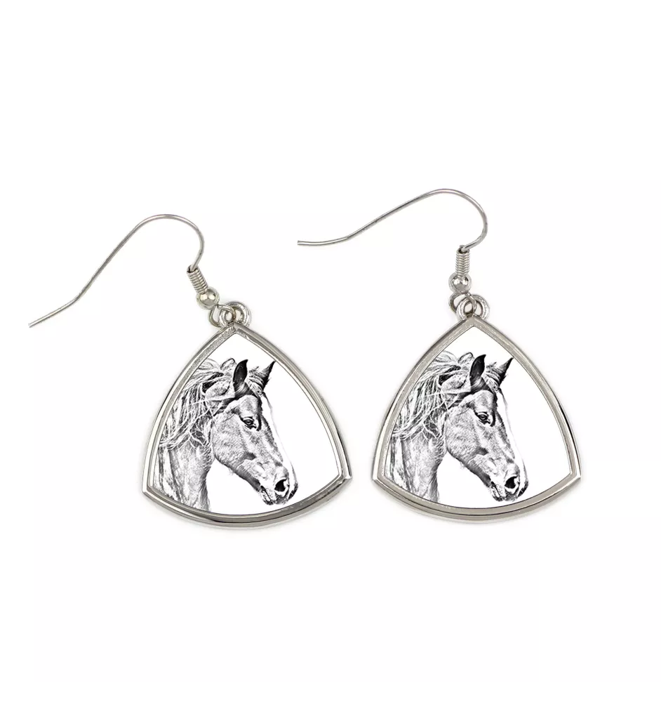 Freiberger - earrings with a horse, hanging earrings with a picture, personalized jewelry with Art-Dog brand print