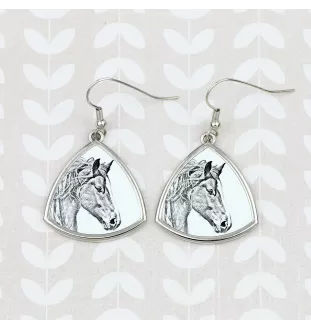 Freiberger - Pferdeohrringe, hängende Ohrringe mit einem Bild, personalisierter Schmuck mit dem Aufdruck der Marke Art-Dog