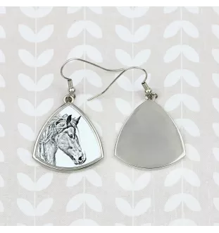 Freiberger - earrings with a horse, hanging earrings with a picture, personalized jewelry with Art-Dog brand print