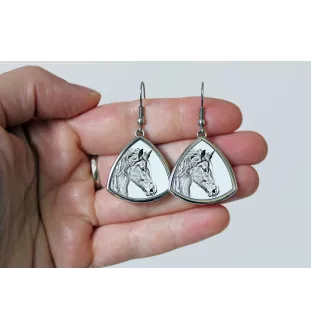 Freiberger - Pferdeohrringe, hängende Ohrringe mit einem Bild, personalisierter Schmuck mit dem Aufdruck der Marke Art-Dog