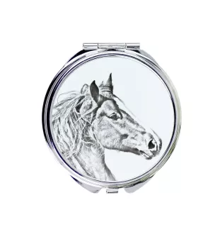 Freiberger - pocket mirror with a horse, personalized mirror for a purse, compact mirror with Art-Dog brand print