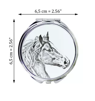 Freiberger - pocket mirror with a horse, personalized mirror for a purse, compact mirror with Art-Dog brand print