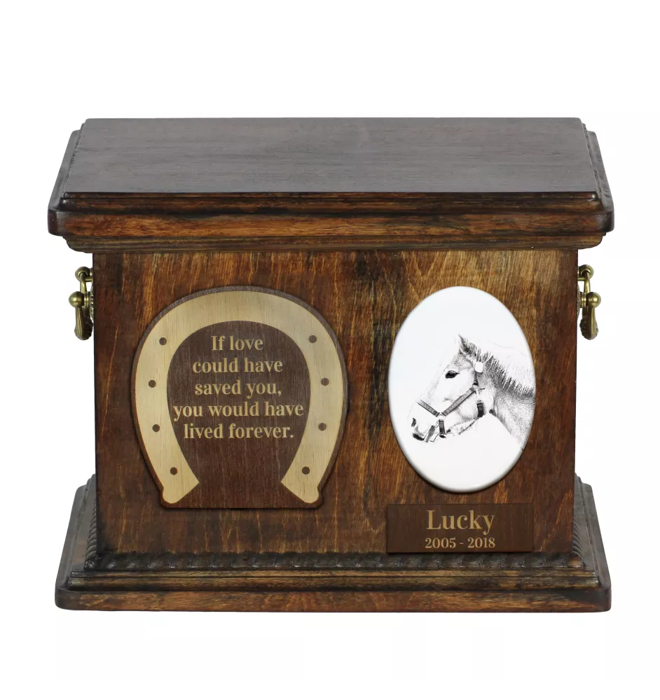 Haflinger - Eine Urne für die Asche eines Pferdes, eine Urne für ein Pferd mit Foto, personalisierte Tierasche-Box von Art-Dog.
