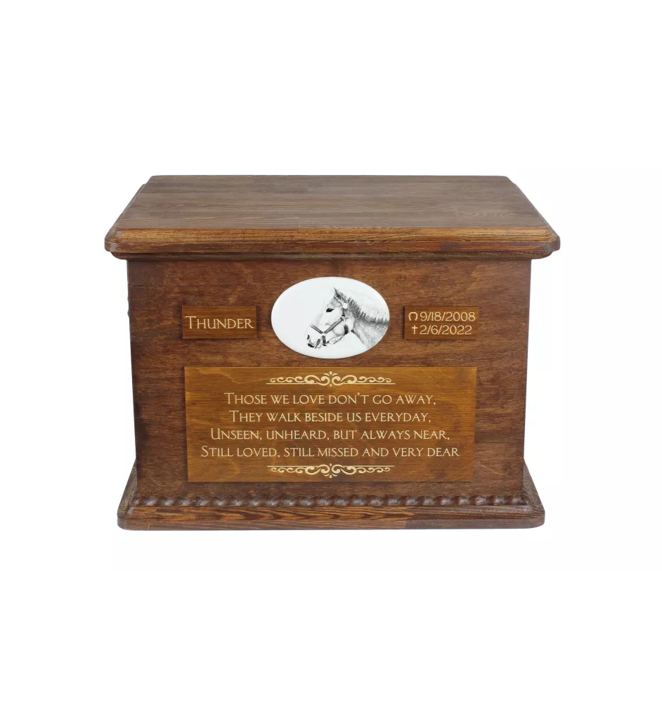 Haflinger Urn für Pferdeasche, personalisierte Urne mit Foto, große Box für Pferdeasche von der Marke Art-Dog