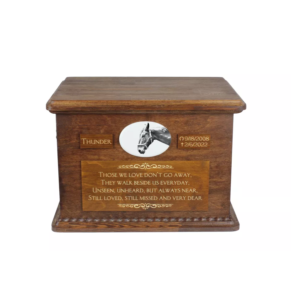 Hannoveraner Urn für Pferdeasche, personalisierte Urne mit Foto, große Box für Pferdeasche von der Marke Art-Dog