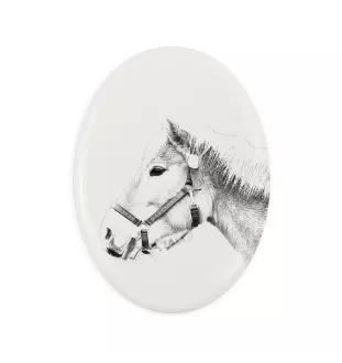 Haflinger - Gedenktafel mit einem Pferdefoto, Grabplatte mit Druck, personalisierte ovale Platte von Art-Dog.