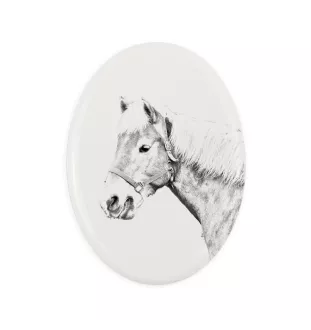 Haflinger Fohlen - une plaque commémorative avec une photo de cheval, une plaque funéraire avec une impression, une plaque ovale personnalisée de la marque Art-Dog