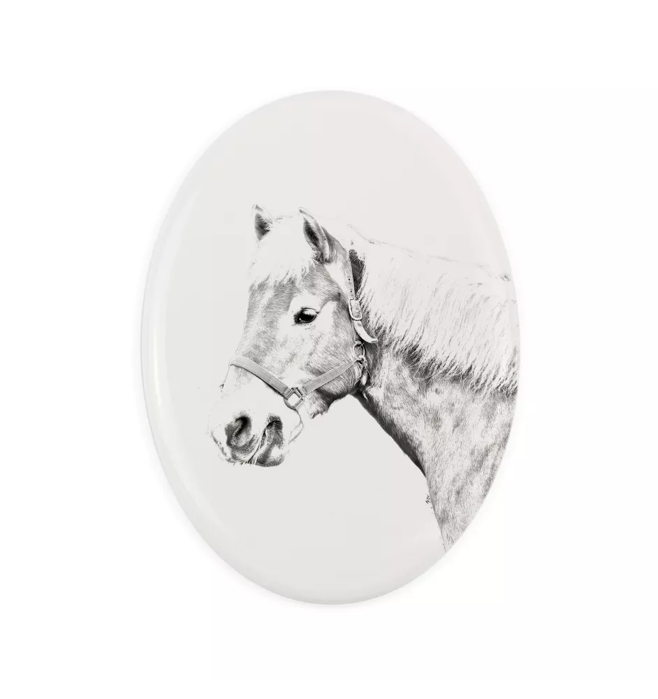 Haflinger Fohlen - commemorative plaque with a photo of a horse, tombstone plaque with a print, personalized oval plaque by Art-Dog brand