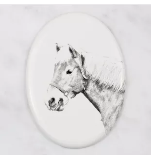 Haflinger Fohlen - une plaque commémorative avec une photo de cheval, une plaque funéraire avec une impression, une plaque ovale personnalisée de la marque Art-Dog