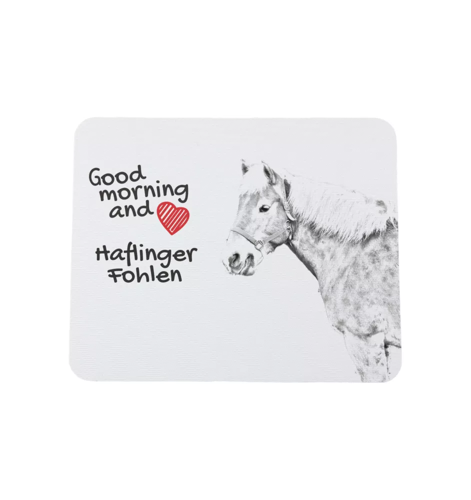 Haflinger Fohlen - tapis de souris imprimé, tapis de souris personnalisé avec un cheval, un gadget unique pour un employé de bureau de la marque Art-Dog