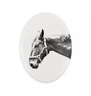 Hanovrien - une plaque commémorative avec une photo de cheval, une plaque funéraire avec une impression, une plaque ovale personnalisée de la marque Art-Dog