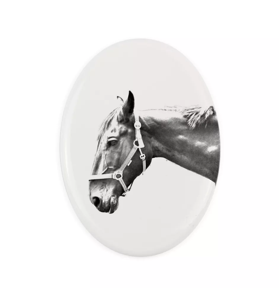 Hanovrien - une plaque commémorative avec une photo de cheval, une plaque funéraire avec une impression, une plaque ovale personnalisée de la marque Art-Dog