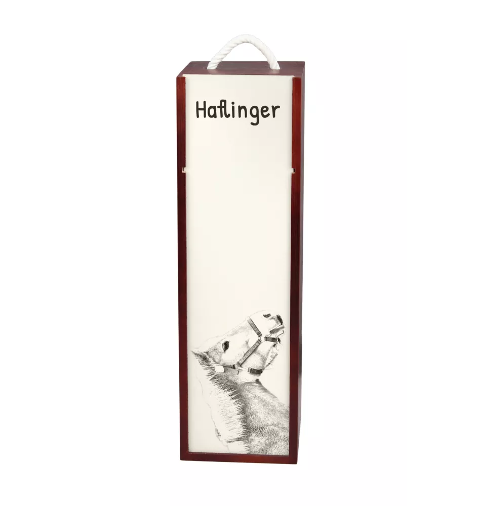 Haflinger - boîte à vin avec un cheval, boîte à alcool avec une illustration, boîte cadeau personnalisée de la marque Art-Dog