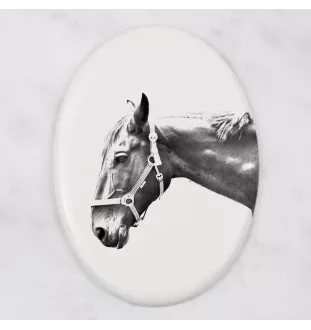 Hanovrien - une plaque commémorative avec une photo de cheval, une plaque funéraire avec une impression, une plaque ovale personnalisée de la marque Art-Dog