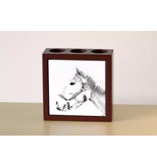 Haflinger - Stifthalter mit Pferd, Schreibtischorganizer mit Aufdruck, personalisierte Schreibtischdekoration der Marke Art-Dog