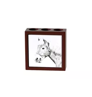 Haflinger Fohlen - Stifthalter mit Pferd, Schreibtischorganizer mit Aufdruck, personalisierte Schreibtischdekoration der Marke Art-Dog