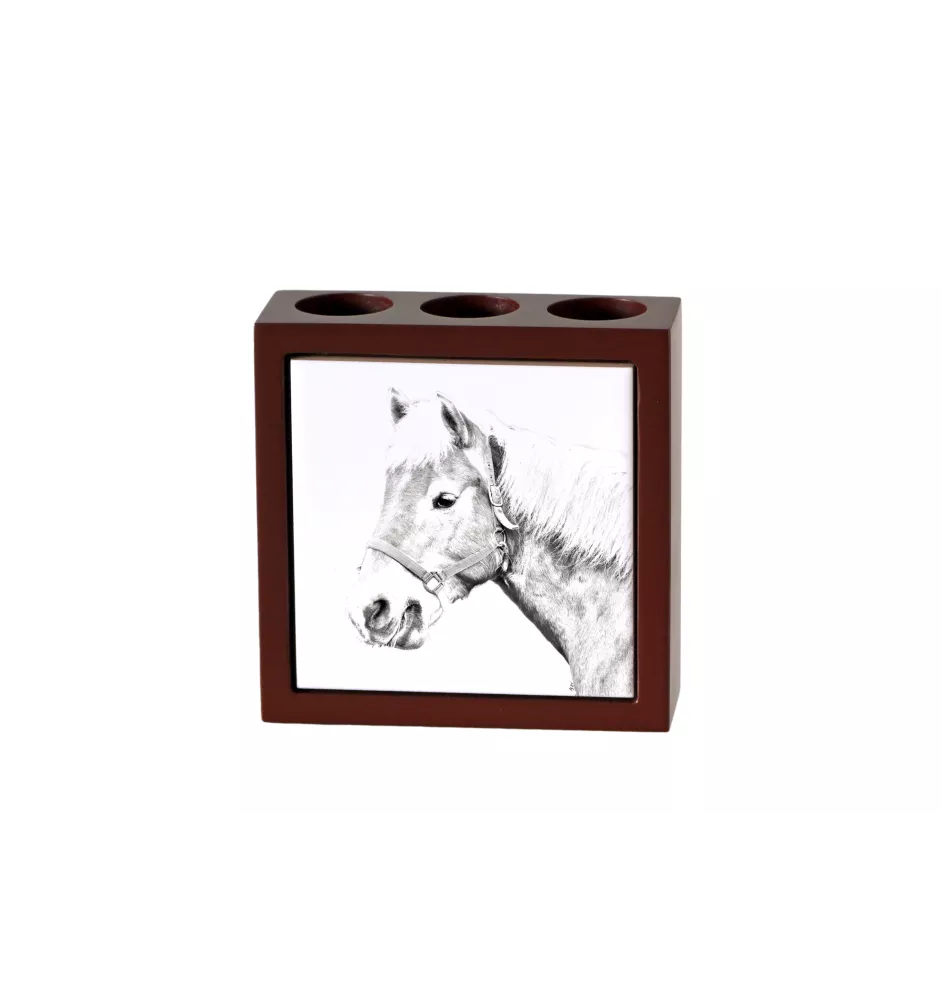 Haflinger Fohlen - Stifthalter mit Pferd, Schreibtischorganizer mit Aufdruck, personalisierte Schreibtischdekoration der Marke Art-Dog