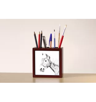 Haflinger Fohlen - Stifthalter mit Pferd, Schreibtischorganizer mit Aufdruck, personalisierte Schreibtischdekoration der Marke Art-Dog