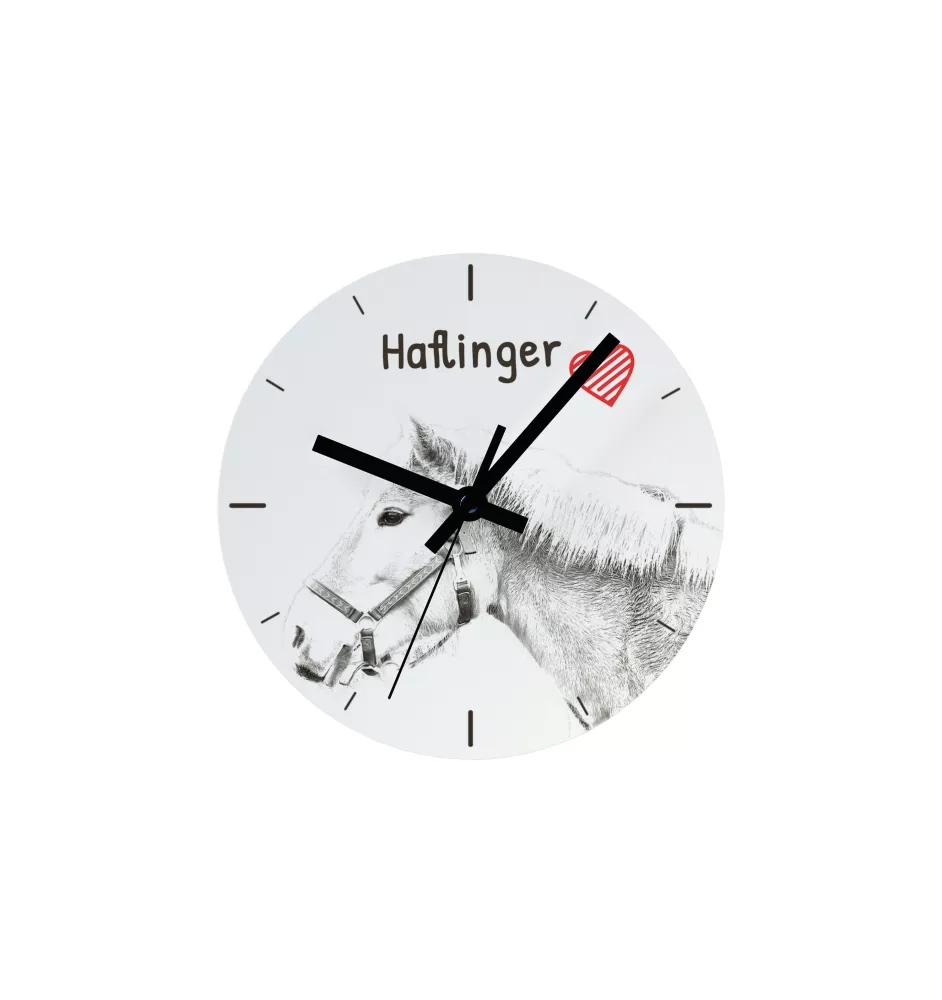 Haflinger - Wanduhr mit Pferd, Uhr mit Druck für das Regal, personalisierte Hausdekoration der Marke Art-Dog