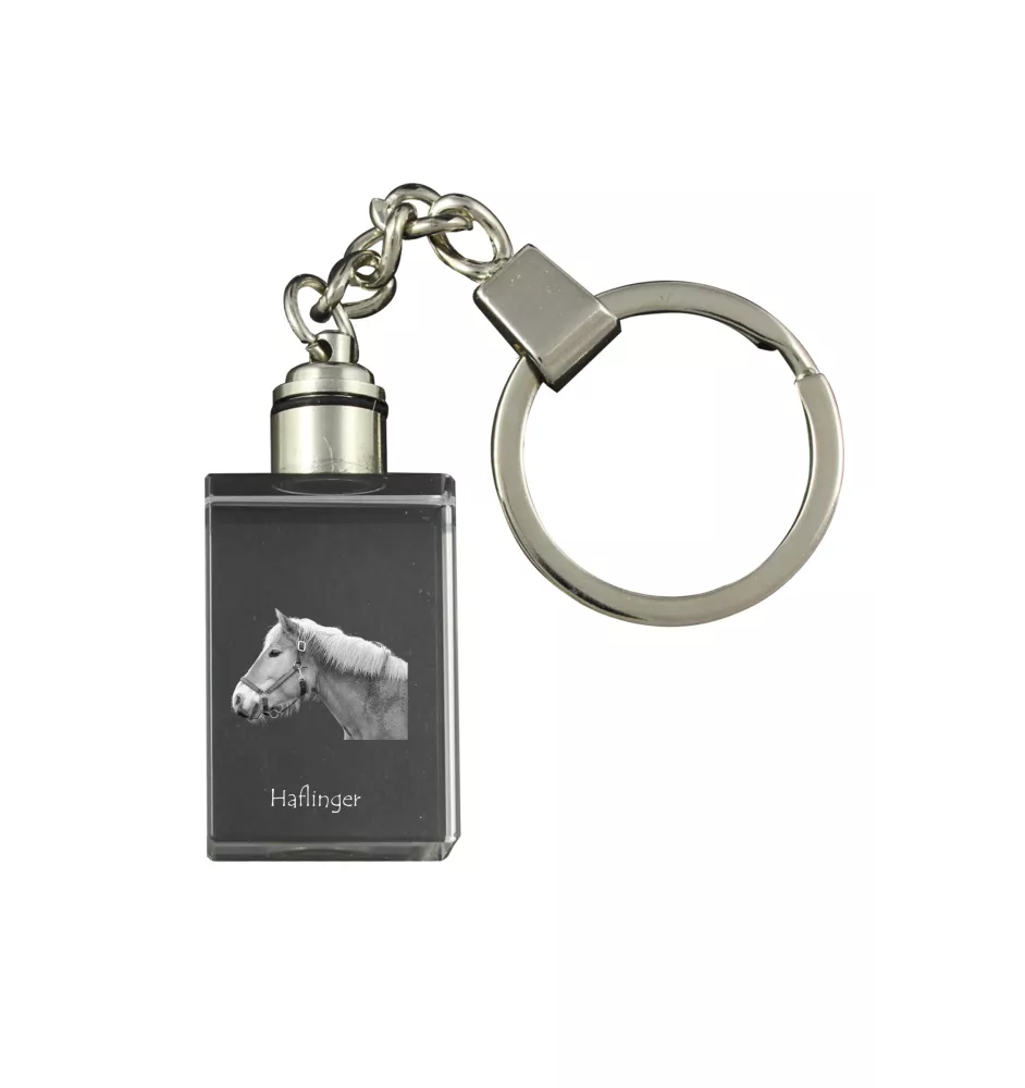 Haflinger - Crystal pendant with photo of a horse, illuminated pendant, unique gift by Art-Dog brand