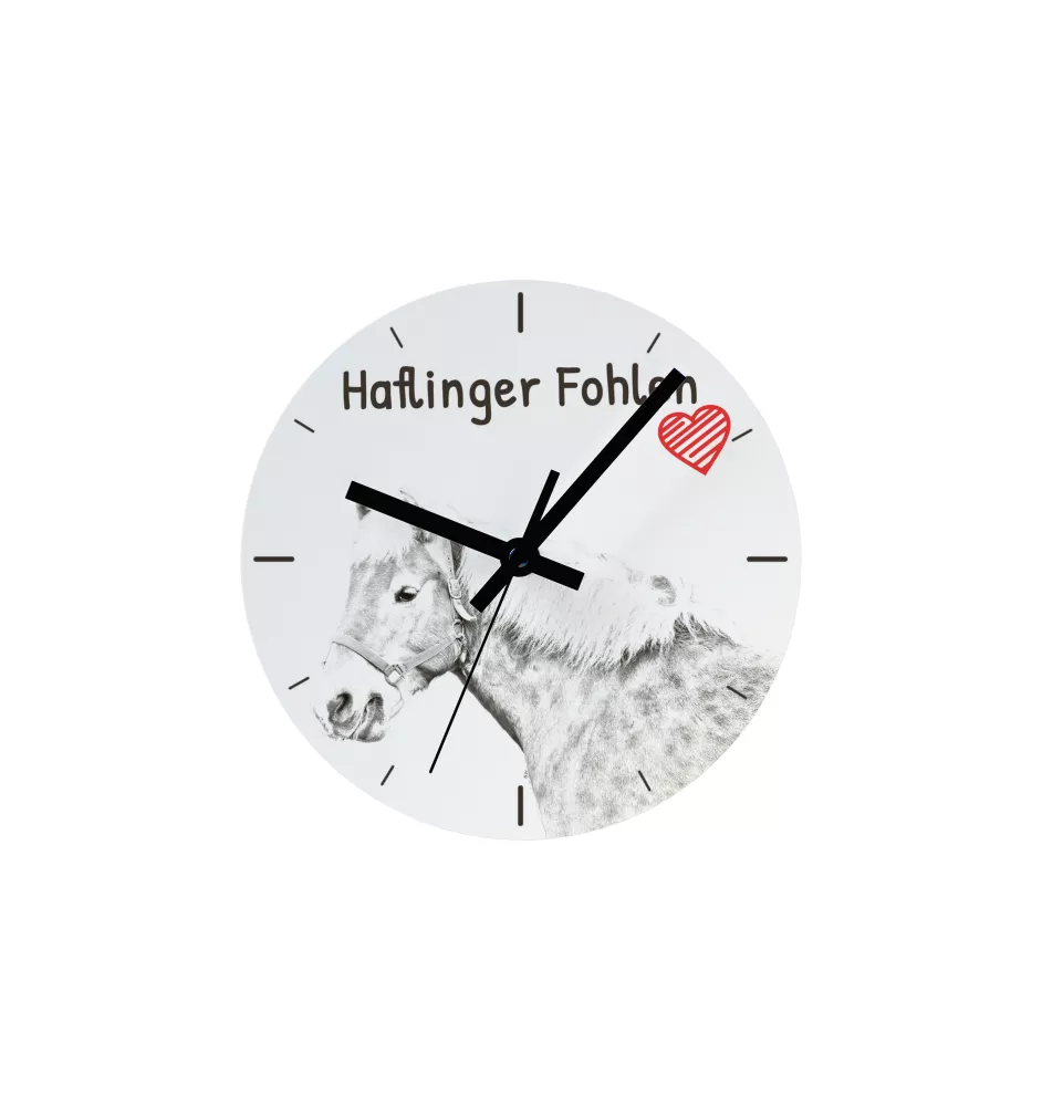 Haflinger Fohlen - horloge murale avec cheval, horloge de table avec impression, décoration personnalisée de la maison de la marque Art-Dog
