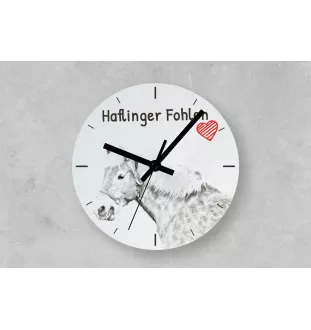 Haflinger Fohlen - Wanduhr mit Pferd, Uhr mit Druck für das Regal, personalisierte Hausdekoration der Marke Art-Dog