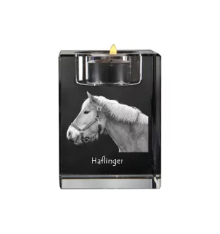 Haflinger - Candle holder with picture of a horse, crystal tealight holder, personalised gift by Art-Dog brand
