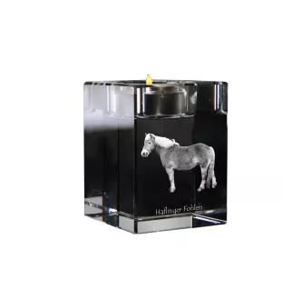 Haflinger Fohlen - Candle holder with picture of a horse, crystal tealight holder, personalised gift by Art-Dog brand