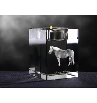 Haflinger Fohlen - Kerzenhalter mit Bild eines Pferdes, Teelichthalter aus Kristall, personalisiertes Geschenk der Marke Art-Dog