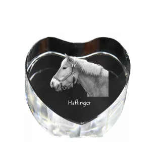 Haflinger - une photo de cheval dans un cristal, un cœur en cristal, un cadre exceptionnel avec une photo de la marque Art-Dog