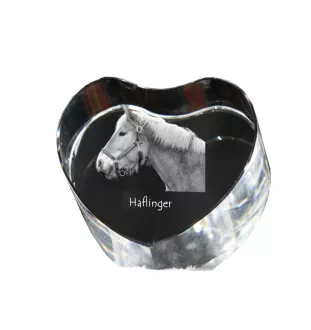 Haflinger - une photo de cheval dans un cristal, un cœur en cristal, un cadre exceptionnel avec une photo de la marque Art-Dog