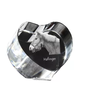 Haflinger - une photo de cheval dans un cristal, un cœur en cristal, un cadre exceptionnel avec une photo de la marque Art-Dog