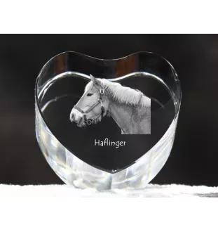 Haflinger - a photo of a horse in crystal, a crystal heart, a unique frame with a photo from the Art-Dog brand