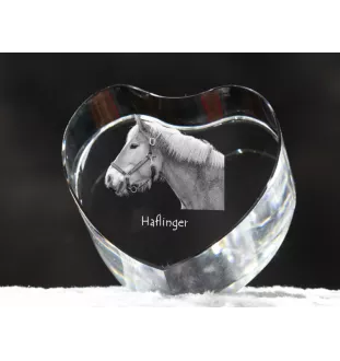 Haflinger - Pferdefoto im Kristall, Kristallherz, einzigartiger Bilderrahmen der Marke Art-Dog