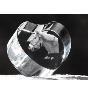 Haflinger - une photo de cheval dans un cristal, un cœur en cristal, un cadre exceptionnel avec une photo de la marque Art-Dog