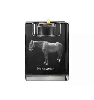 Hanovrien - Bougeoir avec image d'un cheval, porte bougie en cristal, cadeau personnalisé par la marque Art-Dog