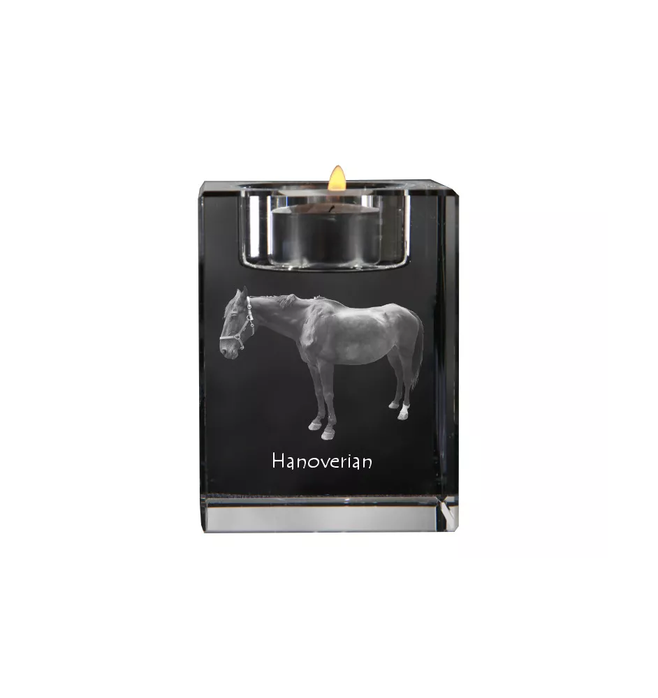 Hannoveraner - Kerzenhalter mit Bild eines Pferdes, Teelichthalter aus Kristall, personalisiertes Geschenk der Marke Art-Dog