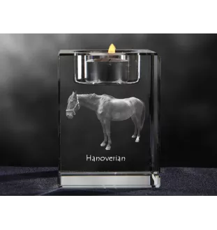 Hanoverian - Candle holder with picture of a horse, crystal tealight holder, personalised gift by Art-Dog brand