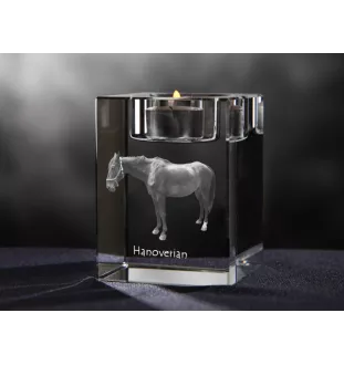 Hanoverian - Candle holder with picture of a horse, crystal tealight holder, personalised gift by Art-Dog brand