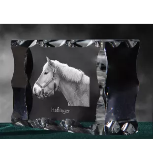 Haflinger - Kristall mit einem Pferdebild, Glasstatuette mit einem Bild, einzigartiger Bilderrahmen der Marke Art-Dog
