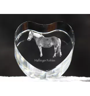 Haflinger Fohlen - une photo de cheval dans un cristal, un cœur en cristal, un cadre exceptionnel avec une photo de la marque Art-Dog