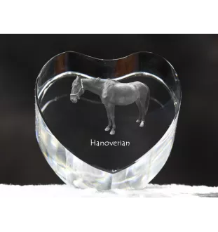 Hanovrien - une photo de cheval dans un cristal, un cœur en cristal, un cadre exceptionnel avec une photo de la marque Art-Dog